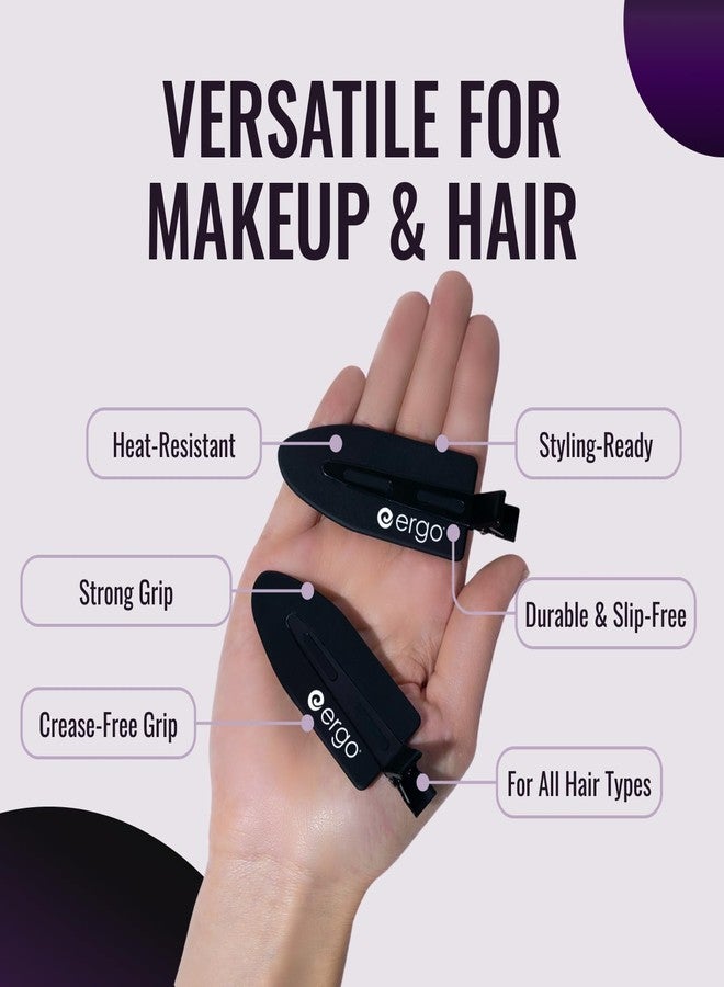 ERGO No-Crease Hair Clips – 4 Pcs Heat-Resistant Crimpless Clips for Hair Styling, Sectioning, Makeup | No Bend Clips for Women, Curls, Bangs, Salon Use - Image 3
